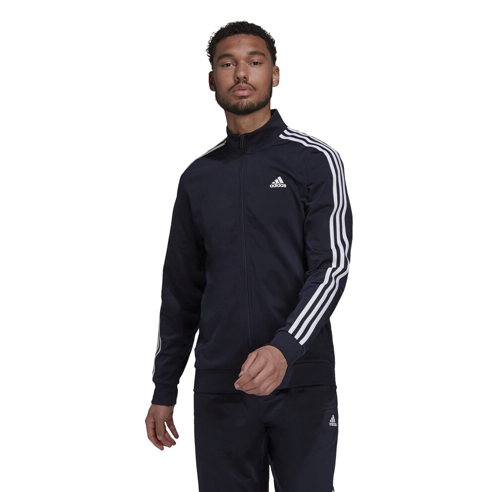 adidas Men's Essentials Warm-Up 3-Stripes Track Top  Legend Ink/White