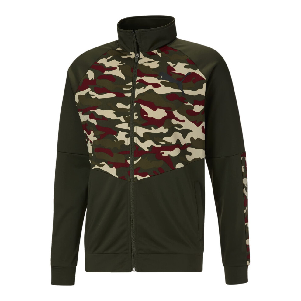 PUMA Mens Camo Block Track Jacket L Forest Night