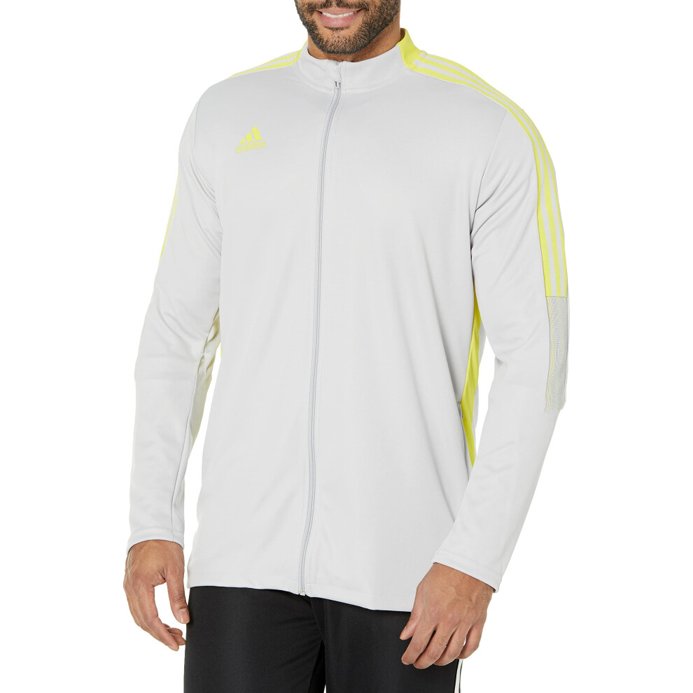 adidas Men's Tiro 21 Track Jacket  Team Light Grey/Bright Yellow  X-Sm