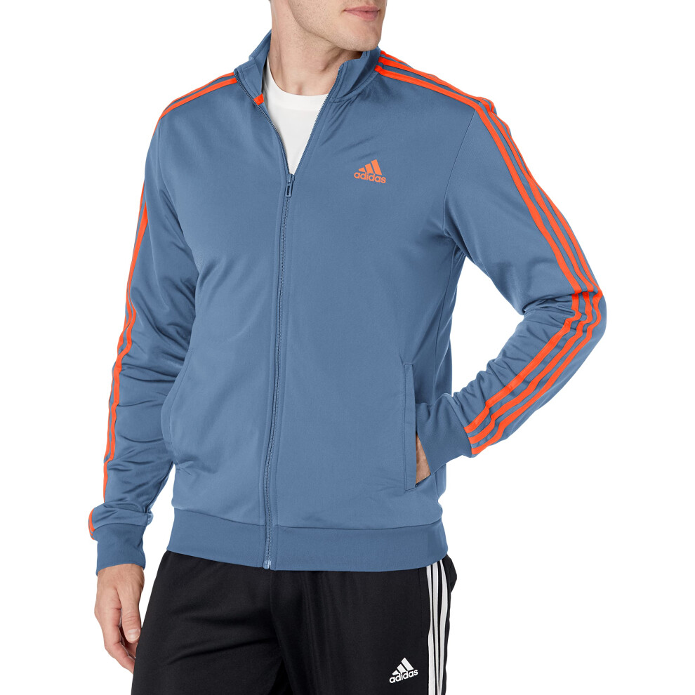 adidas Men's Essentials Warm-Up 3-Stripes Track Top  Wonder Steel/Semi