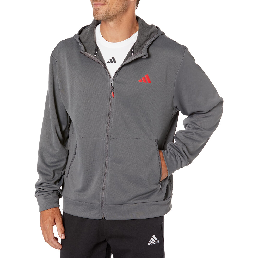 adidas Men's Training Essentials Seasonal Woven Full-Zip Jacket  Grey/