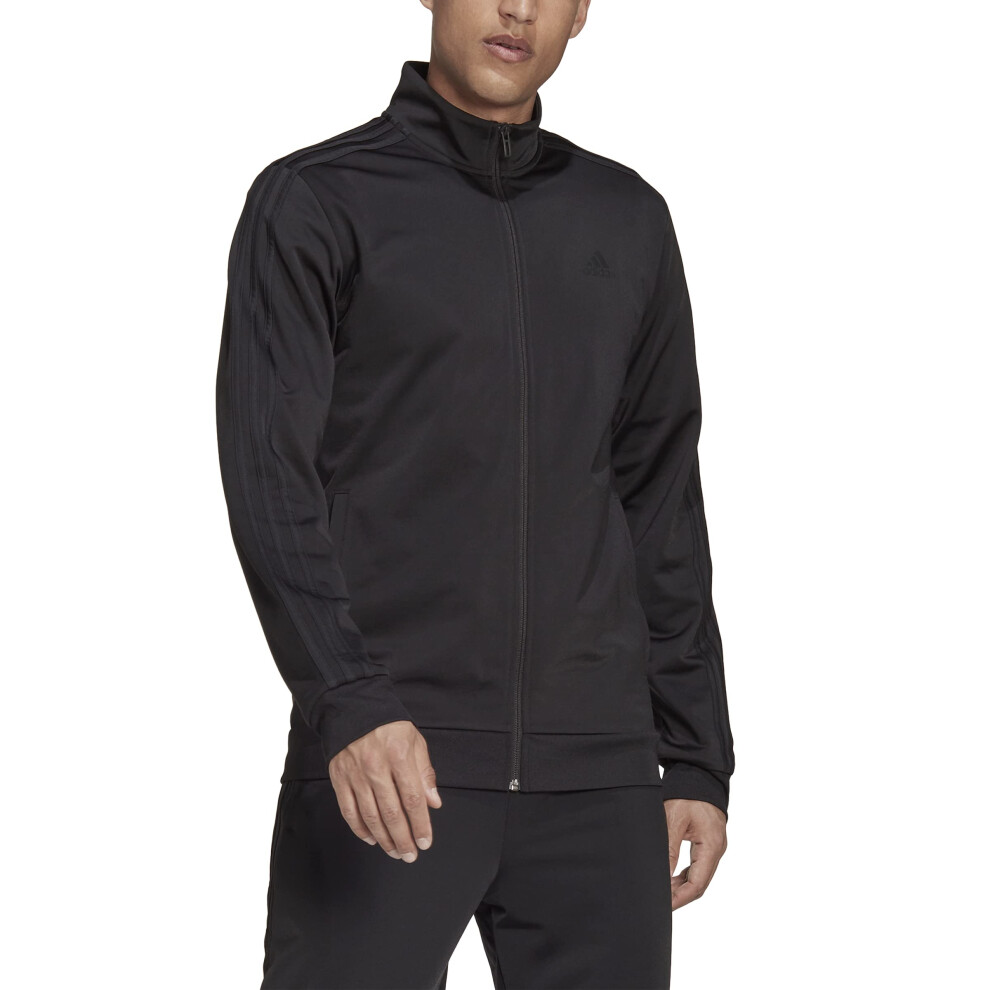 adidas Men's Warm-up Tricot Regular 3-stripes Track Jacket Black/Black