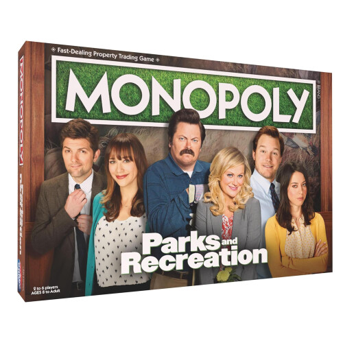 USAopoly Parks and Rec Monopoly Board Game - Buy, Sell & Trade Pawnee Properties with Custom Tokens (B0CKS2H7VD)