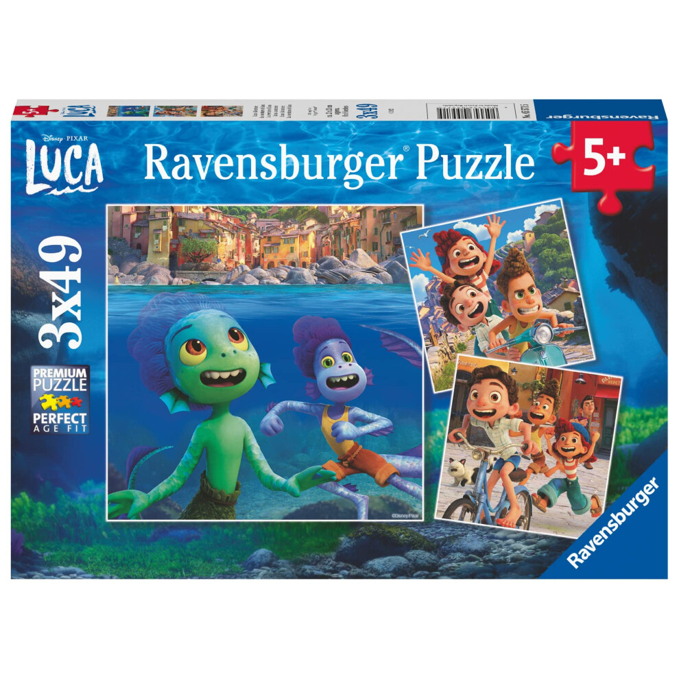 Ravensburger Disney-Pixar: Luca 3 x 49 Piece Jigsaw Puzzle Set for Kid