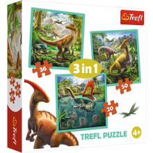 Trefl 3-in-1-Puzzle Die auergewhnliche Welt der Dinosaurier, DIY-Puzzle, kreativer Spa, klassisches Puzzle fr Erwachsene und Kinder ab 4 Jahren