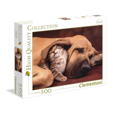 Clementoni Cuddles schattige kat en hond 500 stukjes legpuzzel voor volwassenen