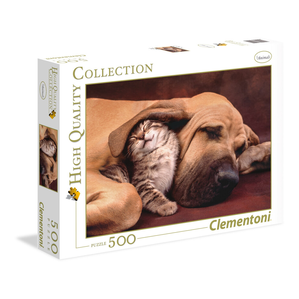 New Clementoni Cuddles Cute Cat & Dog 500 Piece Jigsaw Puzzle For Adults