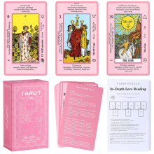 Myripoly Rosa Tarotkort Set för Nybörjare med Betydelser-Tarotkort med Guidebok-(Gratis Sammet Tarotväska)