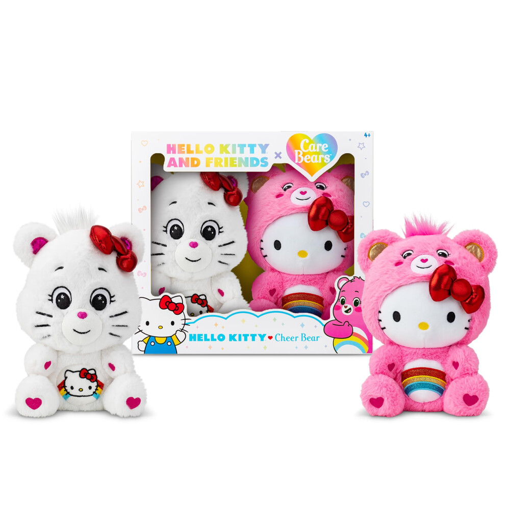 Care Bears Hello Kitty Loves Cheer Bear 10"" Collectible Plush 2-Pack