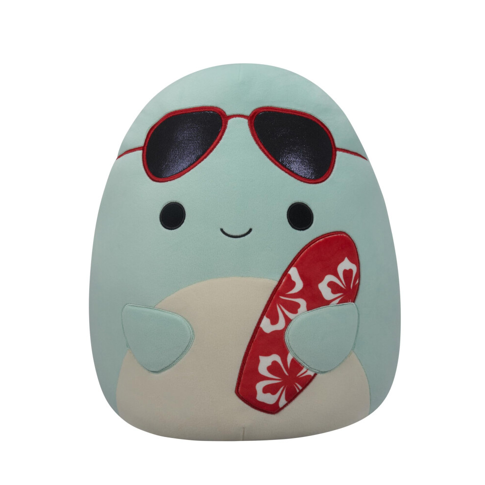 Squishmallows Original 14-Inch Perry Teal Dolphin with Red Surfboard -