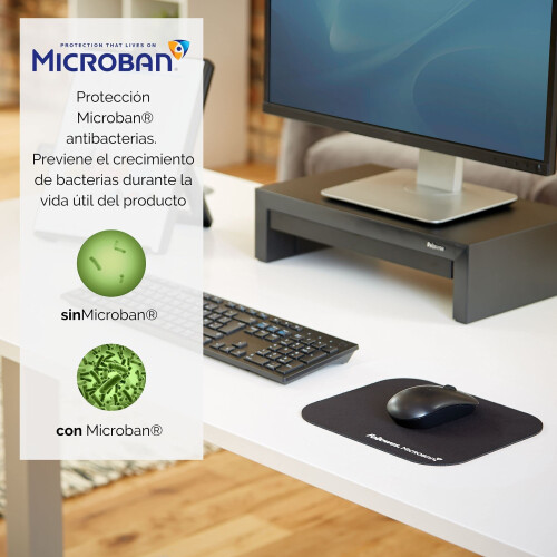Fellowes Fellowes Mouse Mat with Non-Slip Rubber Base - Mouse Pad with Antibact 2