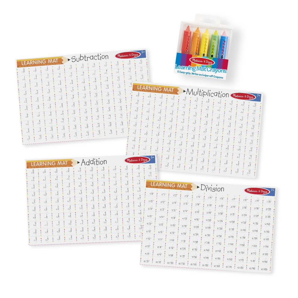 Melissa & Doug Math Skills Placemat Set - Addition  Subtraction  Multi