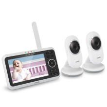 VTech [Mejorado] VM350-2 Monitor Bebé, Pantalla 5", 2 Cámaras, Alcance 1000ft, Visión Nocturna, Audio Bidireccional