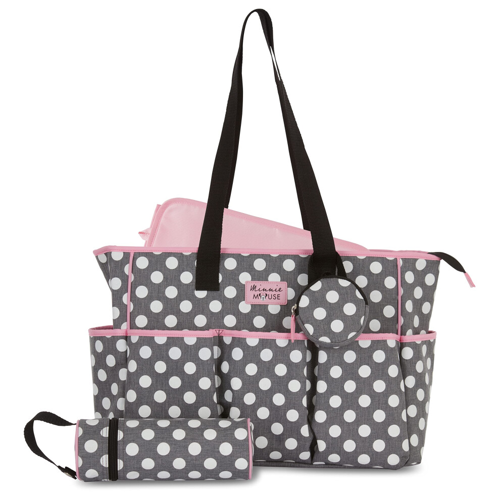 Cudlie Tote Diaper Bag and Changing Pad  Minnie Mouse Polka Dot Print