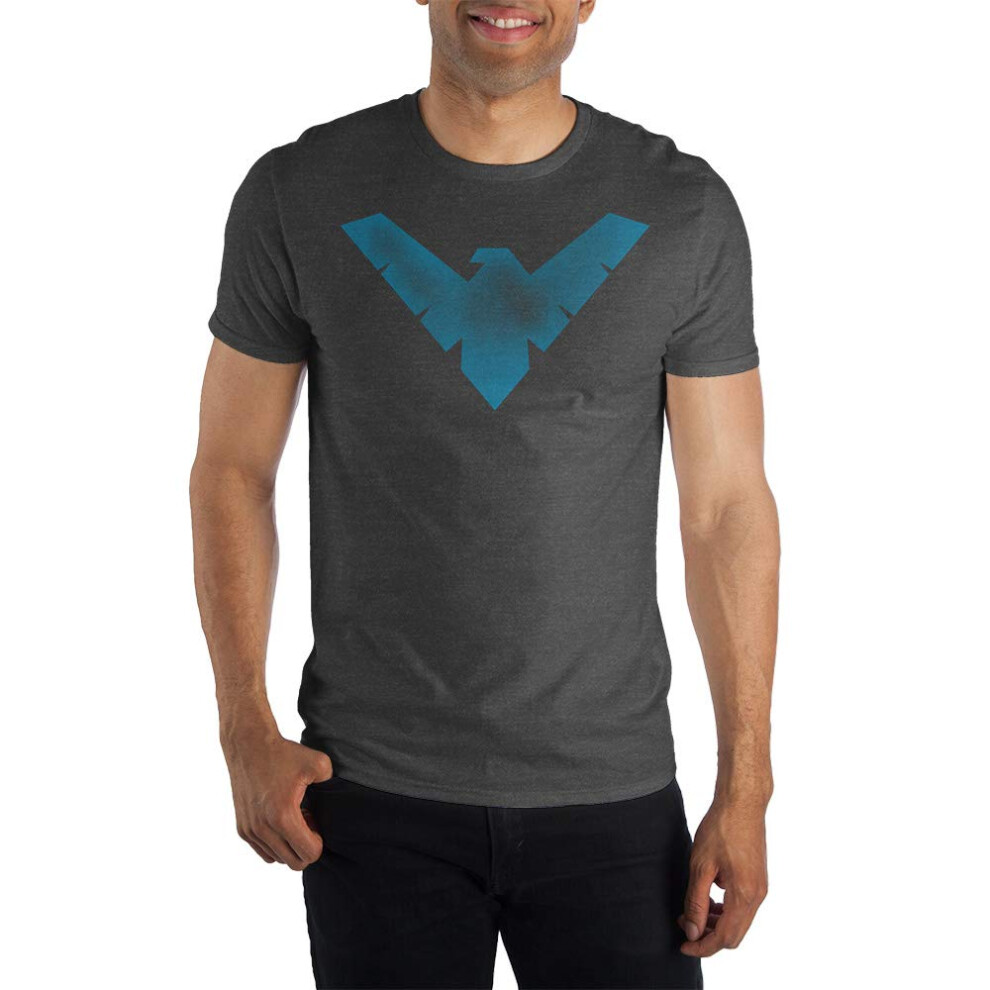 DC Comics Nightwing Heather Gray Tee Shirt T-Shirt-Large