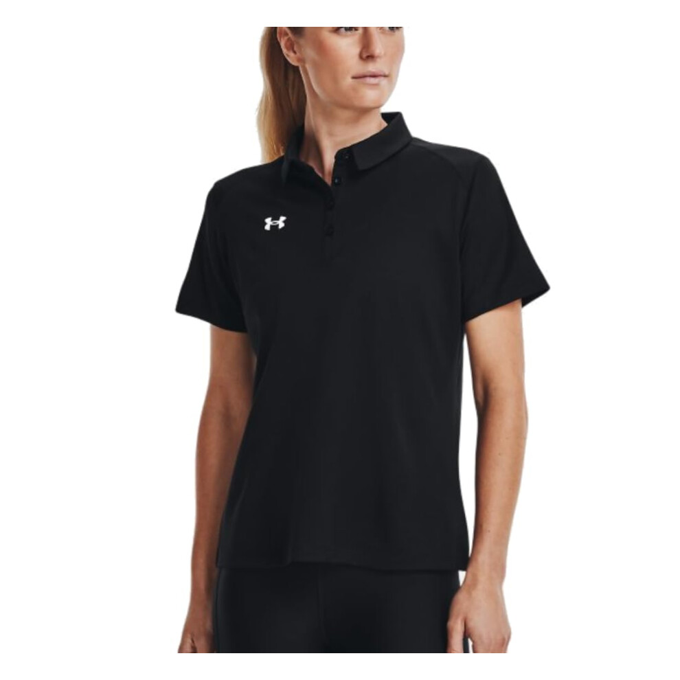 Under Armour Tech Team Womens Short Sleeve Polo Shirt M Black-White