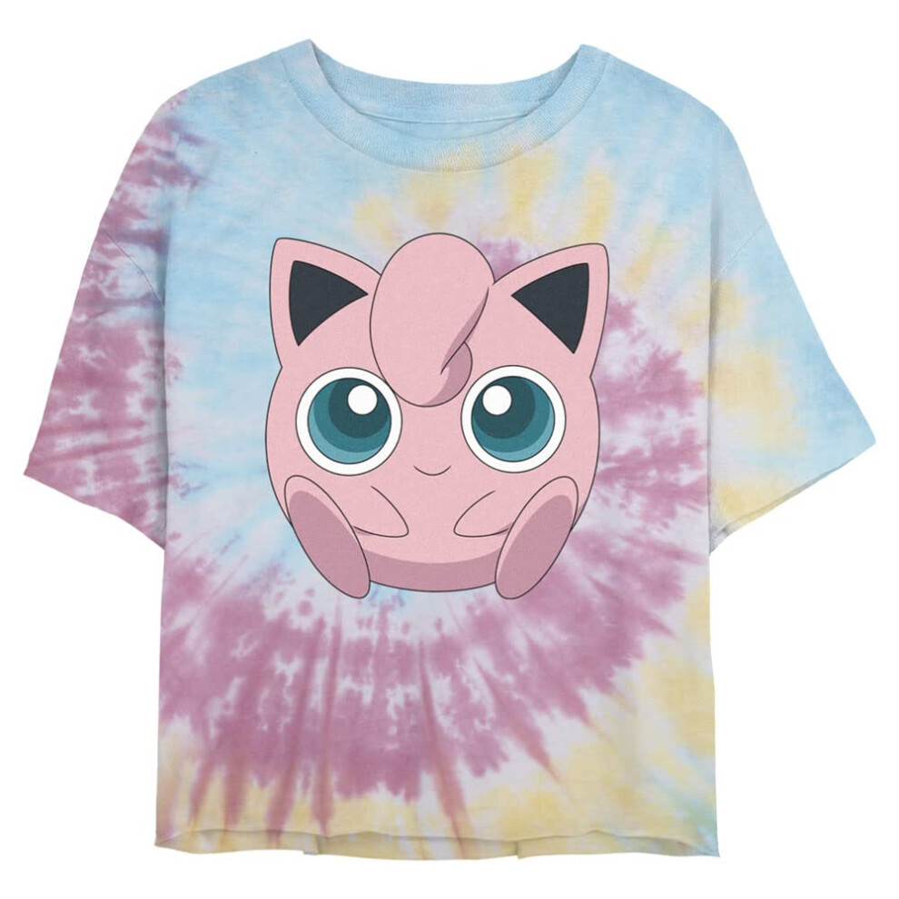 Pokemon Junior's Jigglypuff Filled Face Short Sleeve Crop T-Shirt  Blu