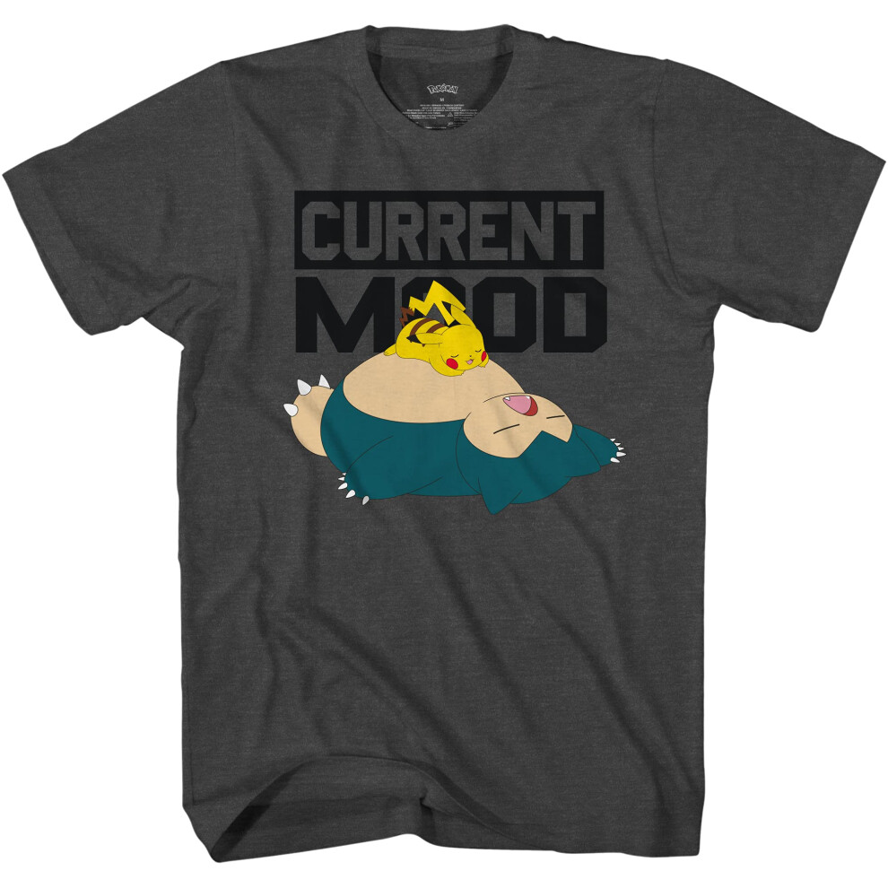 Pokemon Snorlax and Pikachu Current Mood Shirt Gray