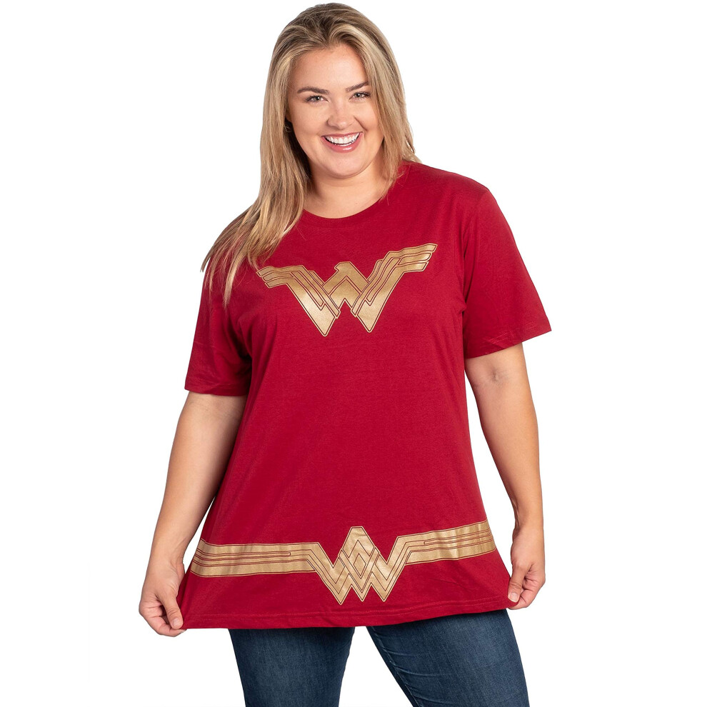 DC Comics Plus Size Womens T-Shirt Wonder Woman Logo Belt Costume (Dar