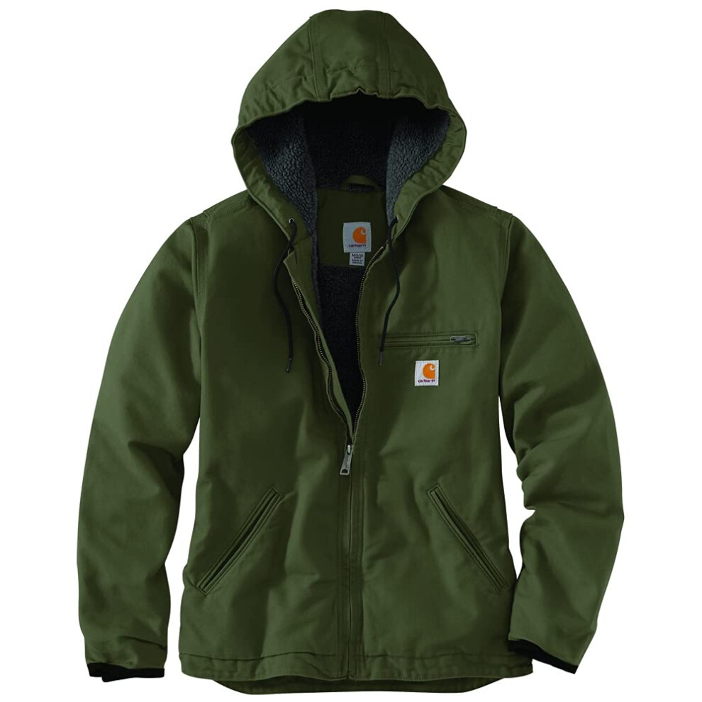 Carhartt Women's Loose Fit Washed Duck Sherpa Lined Jacket  Basil  X-L