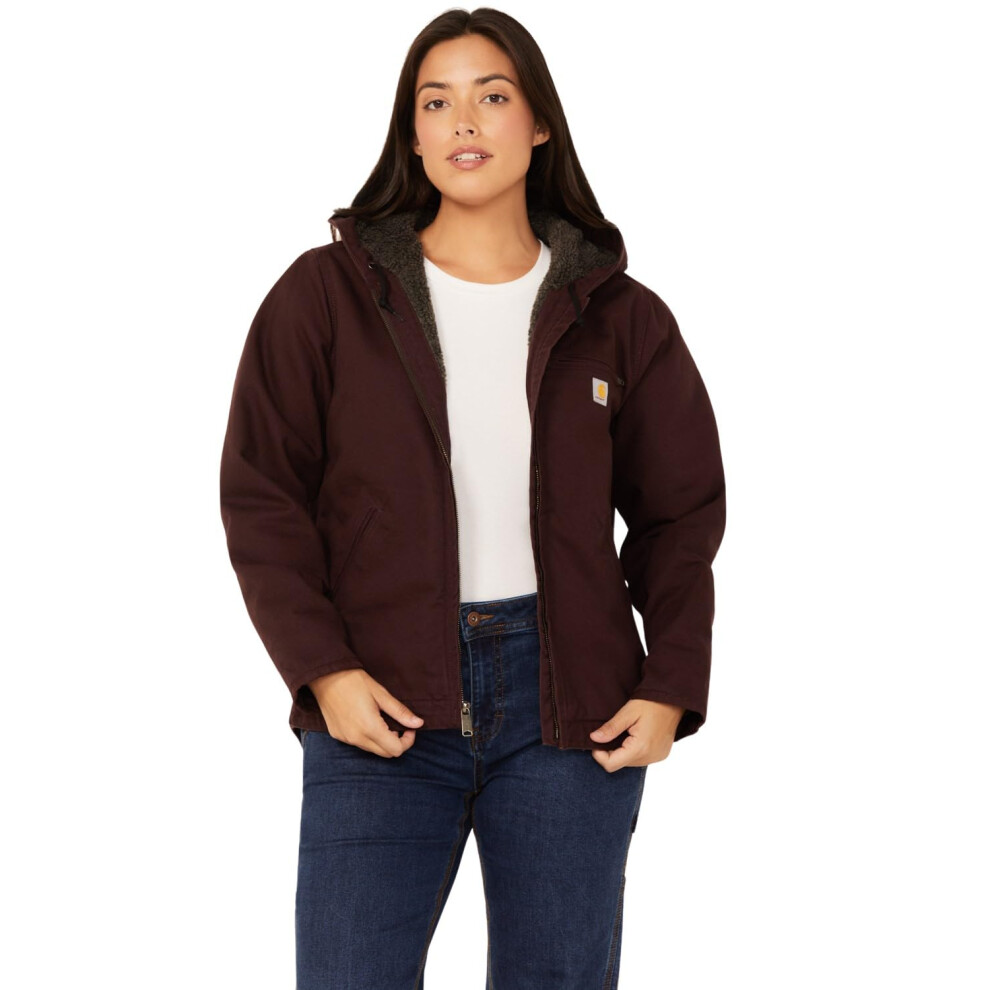 Carhartt Women's Loose Fit Washed Duck Sherpa Lined Jacket  BlackBerry