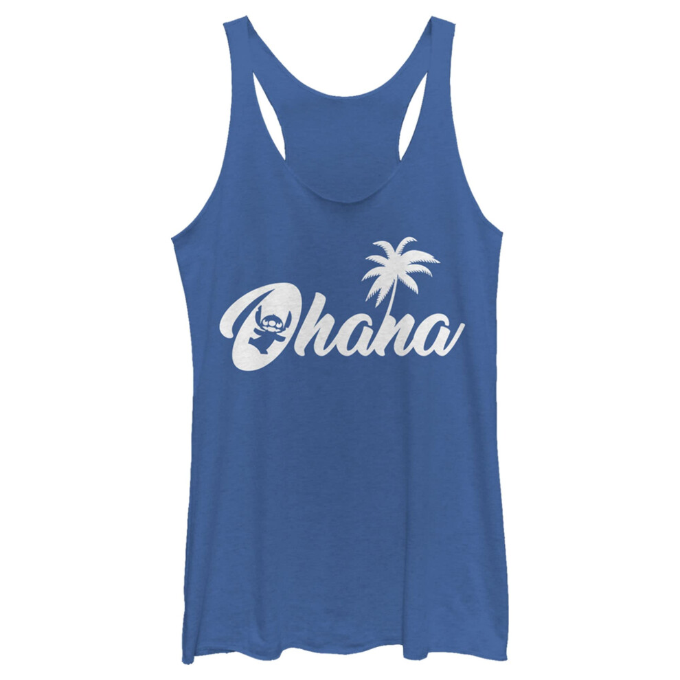 Disney Junior's Lilo Stitch Sillhouette Ohana Tri-Blend Racerback Laye