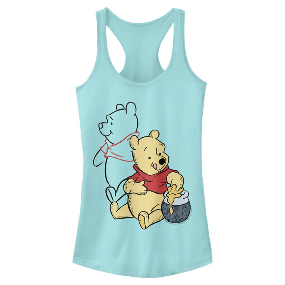 Disney Junior's Winnie Pooh Line Art Slim Fit  Scoop Hem Racerback Tan