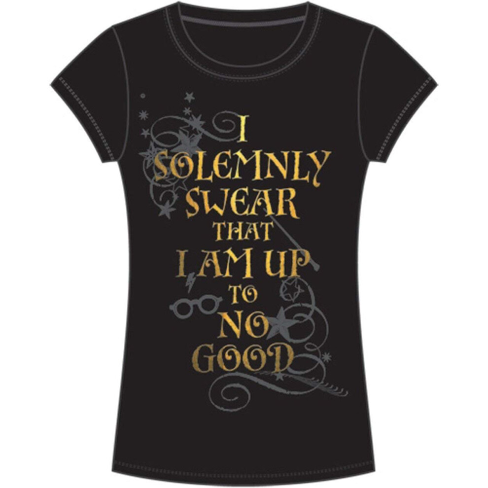 Disney Harry Potter Adult Junior Fashion Top Solemnly Swear Black (Lar