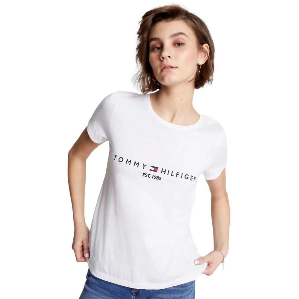 Tommy Hilfiger Women's Regular Fit Embroidered Tommy Logo Crew-Neck T-