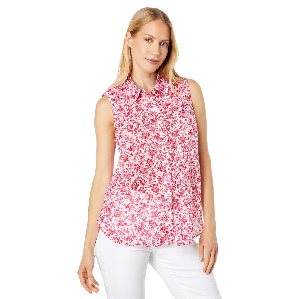 Tommy Hilfiger Women's Sportswear Sleeveless Top Scarlet Floral M