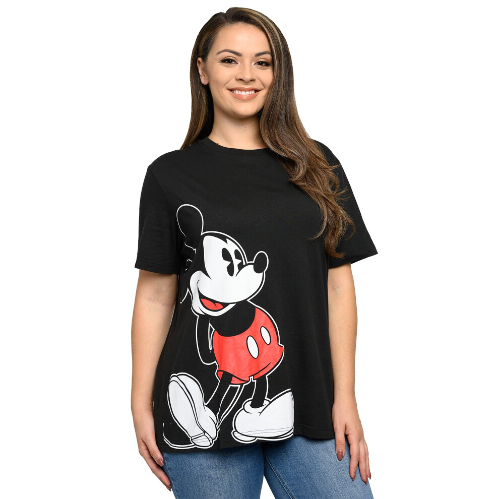 Disney Plus Size Womens T-Shirt Mickey Mouse Side Print (Black  4X)