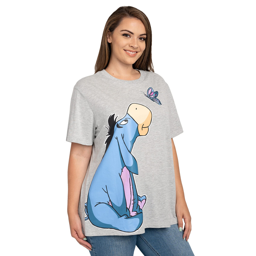 Disney Plus Size Womens T-Shirt Eeyore Butterfly Side Print (Heather G