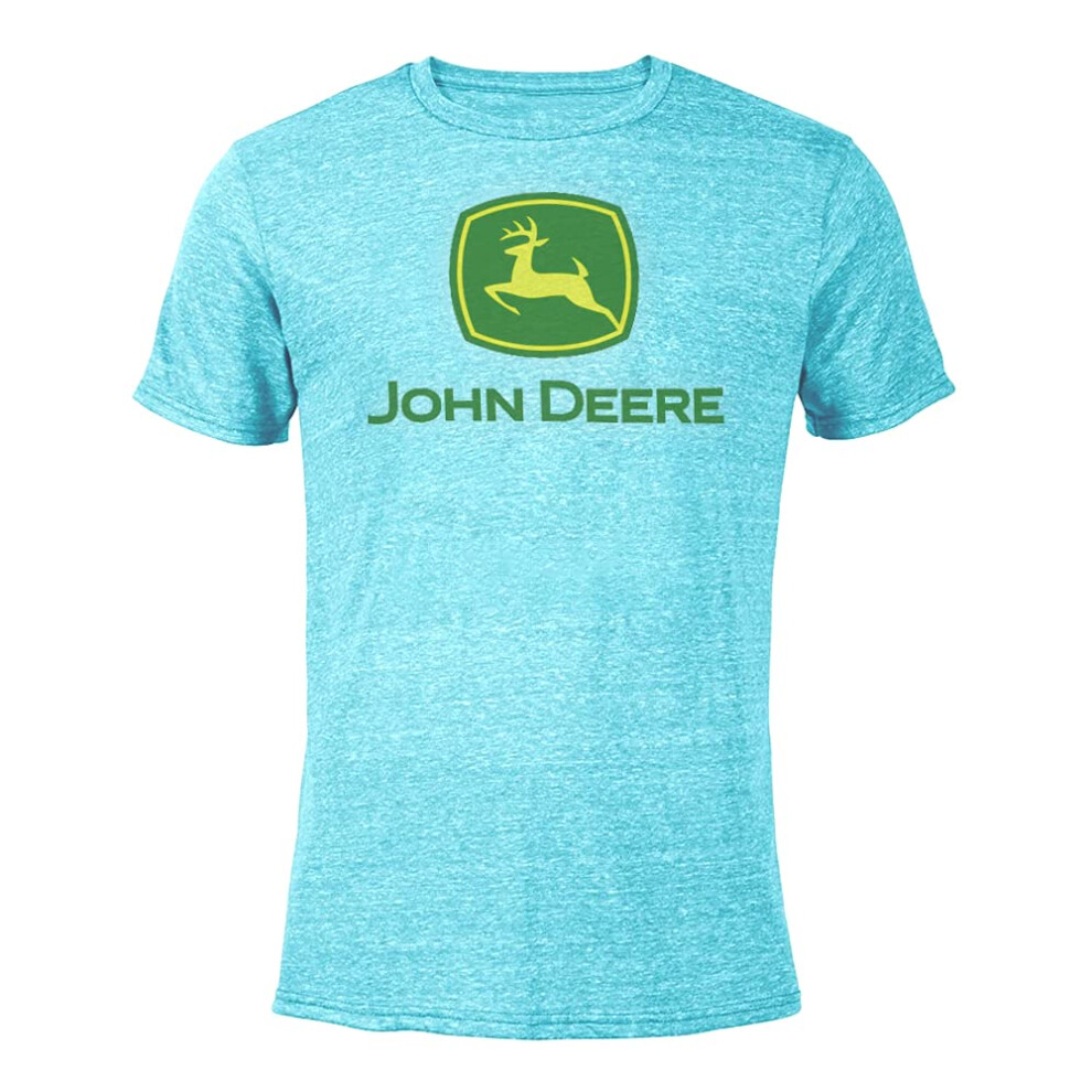 John Deere Women's Short Sleeve Melange Tee Glitter T-shirt-Turquoise-