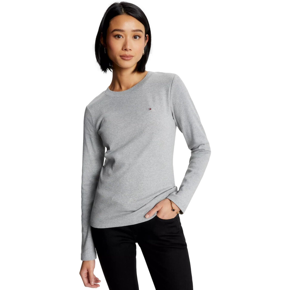 TOMMY HILFIGER Women's Slim Fit Favorite Long Sleeve Crewneck Flag Log