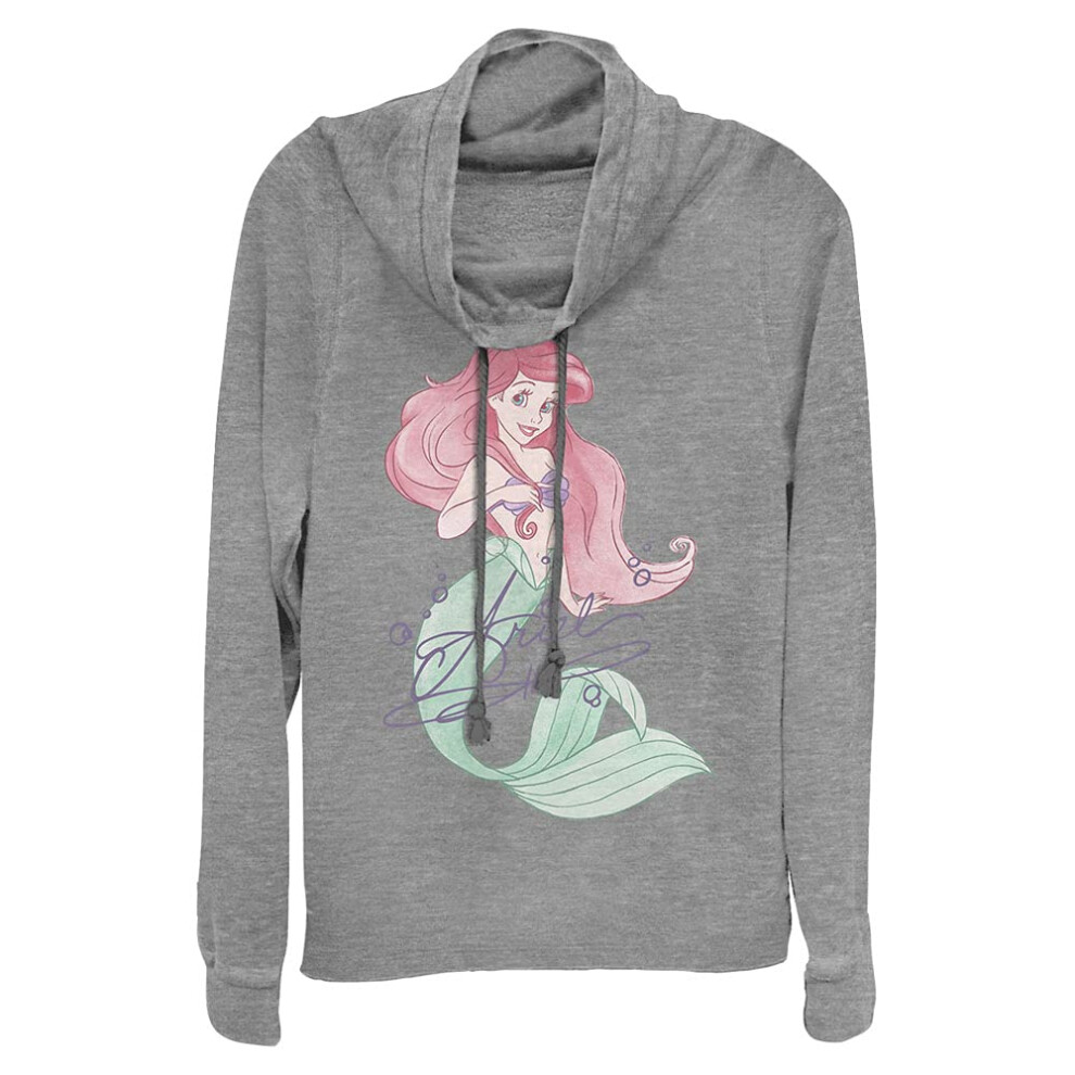 Disney womens Disney Princess Signed Ariel Women's Long Sleeve Cowl Ne