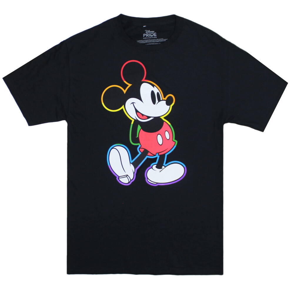 Disney Mickey Mouse Pride Outline T-Shirt (X-Large) Black