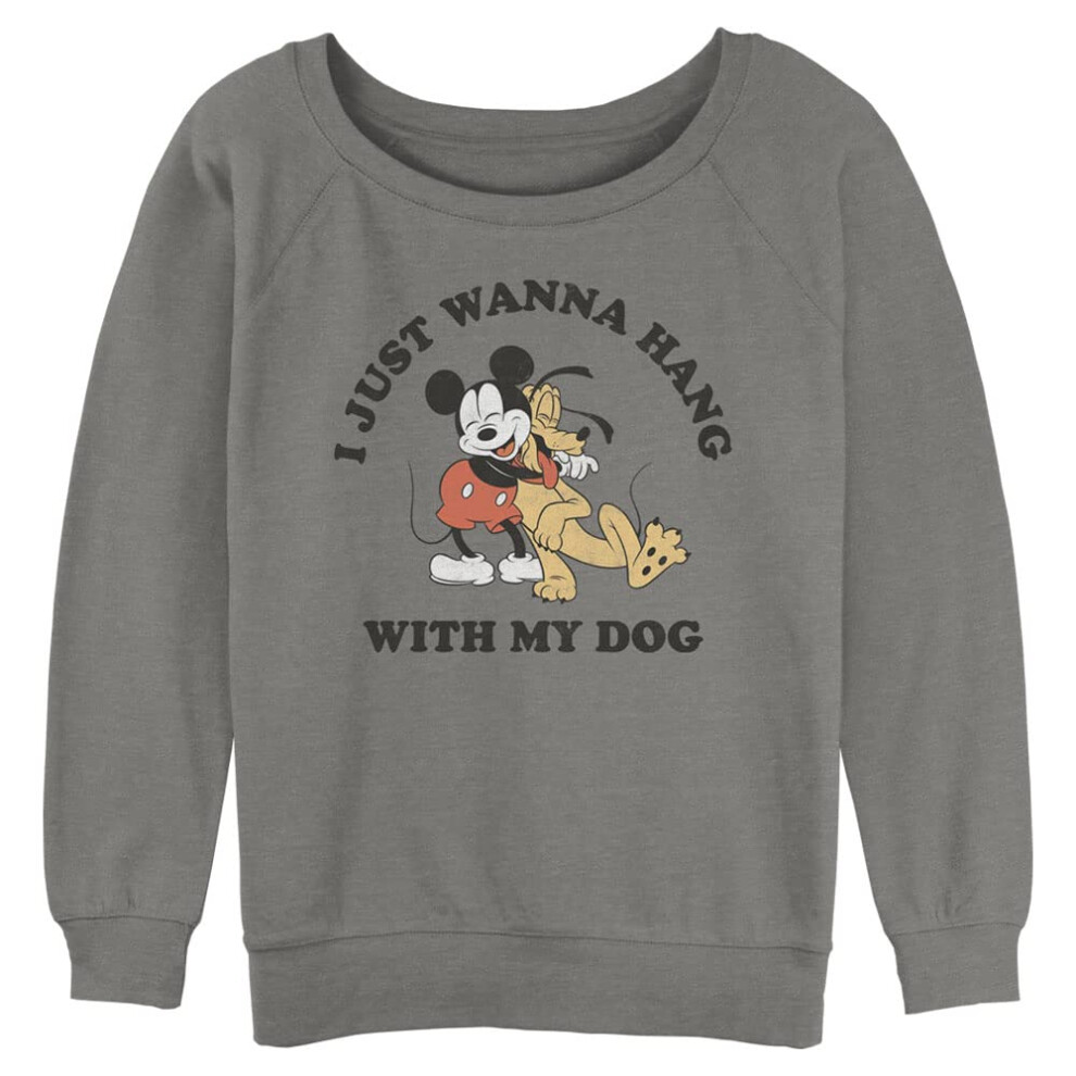 Disney Women's Classic Mickey Dog Fill Lover Junior's Raglan Pullover