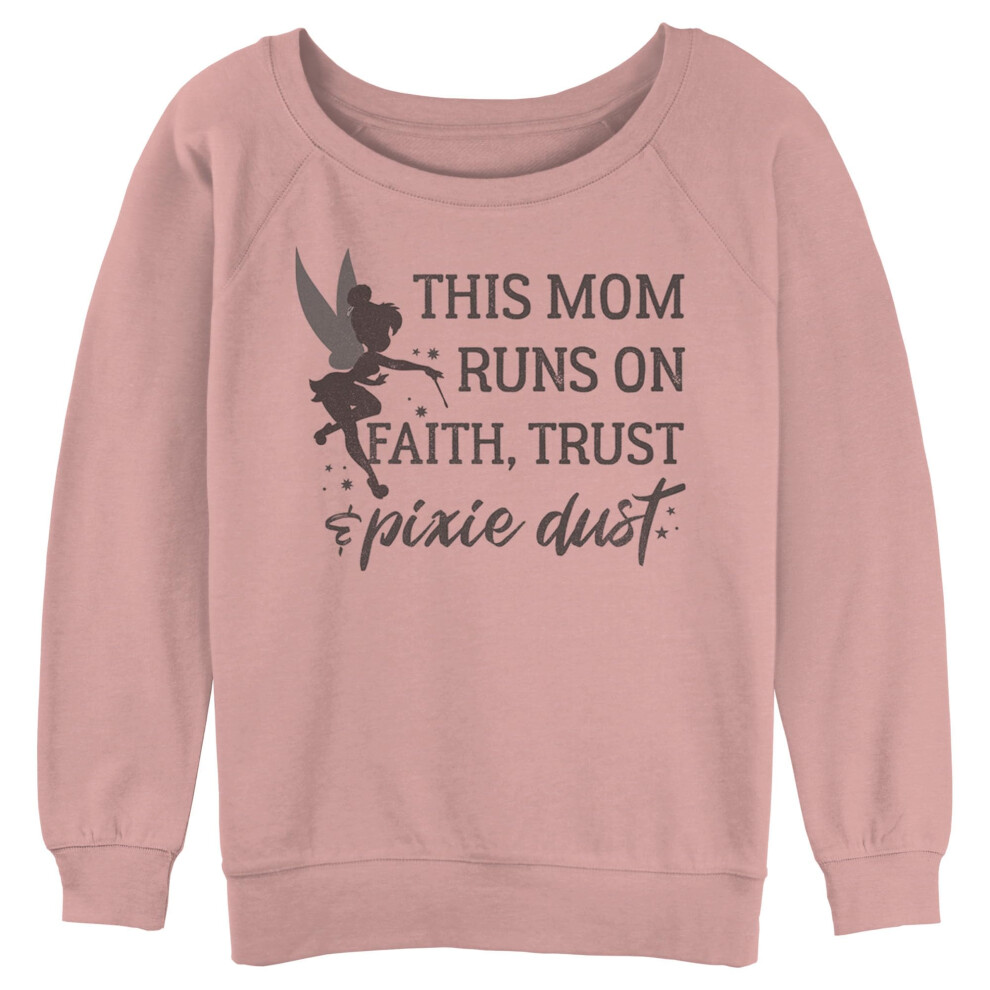 Disney womens Disney Tinkerbell Runs on Ftpd Junior's Raglan Pullover