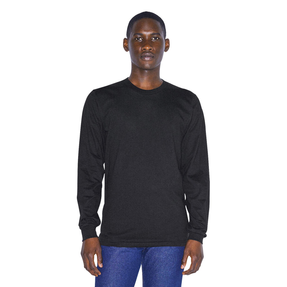 American Apparel Organic Fine Jersey Crewneck Long Sleeve T-Shirt  Bla