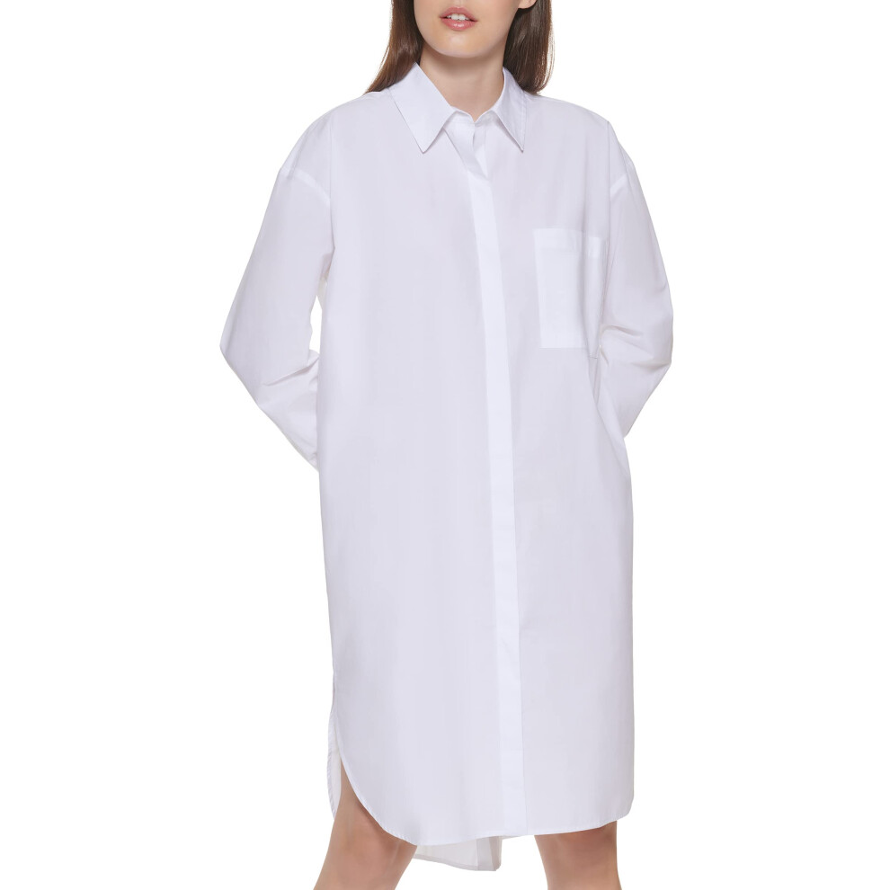 DKNY Women's Oversized Basic Easy Dress  White