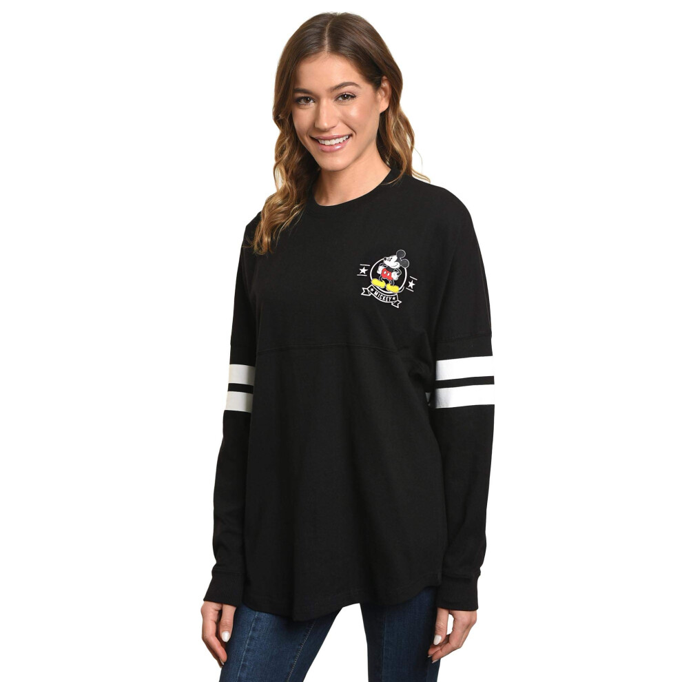 Disney Women's Mickey Mouse Long Sleeve Jersey  Black  Extra-Large