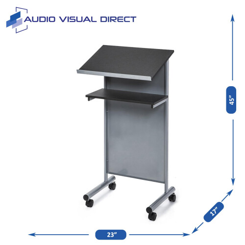 Audio-Visual Direct Wheeled Lectern Podium - Standing Desk with Storag 1