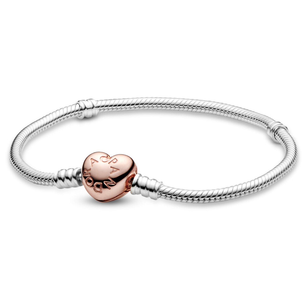 Pandora Moments Heart Clasp Snake Chain Bracelet - Two-Tone Charm Brac