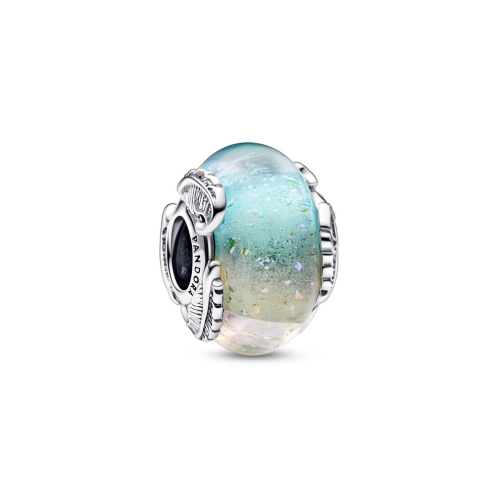 Pandora Multicolor Murano Glass & Curved Feather Charm - Compatible Mo