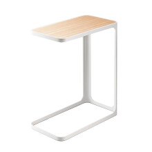 Yamazaki Home Small Metal and Wood Bedside Compact Side Table for Mode