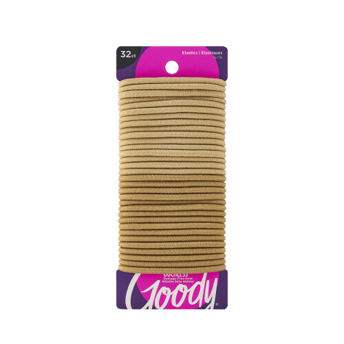 Goody Ouchless Elastiska Hårsnoddar - 32 Stycken, Blonda - 4MM för Medium Hår