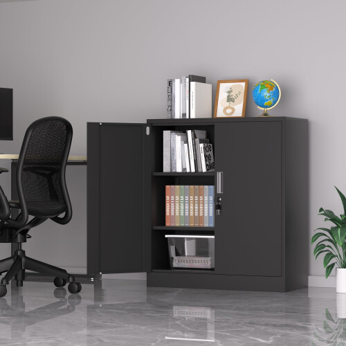iJINGUR Metal Storage Cabinet with Locking Doors and 2 Adjustable Shel 2