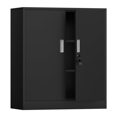 iJINGUR Metal Storage Cabinet with Locking Doors and 2 Adjustable Shel