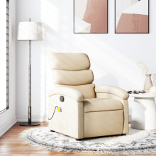 vidaXL Massage-Relaxsessel, cremefarbener Stoff