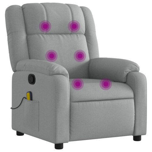 VidaXL vidaXL Massage-Relaxsessel, hellgrauer Stoff 2